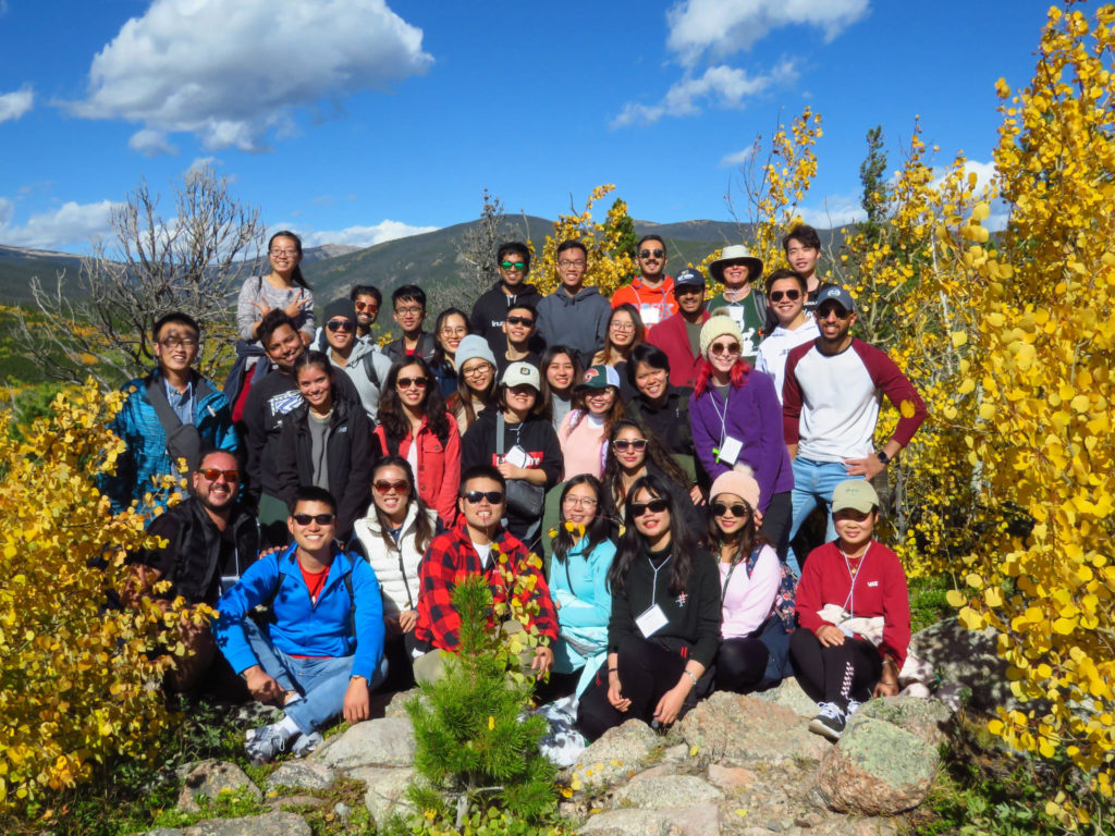 international students in the mountains