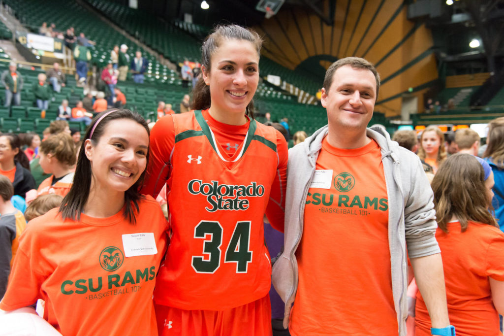 basketball player and fans
