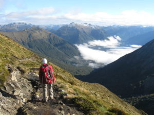 A CSU student on a hike in the mountains