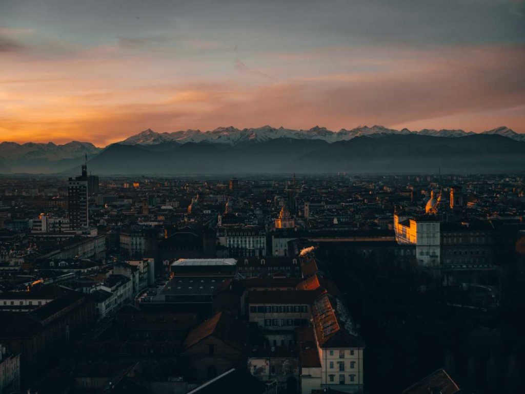 The italian alps at sunset