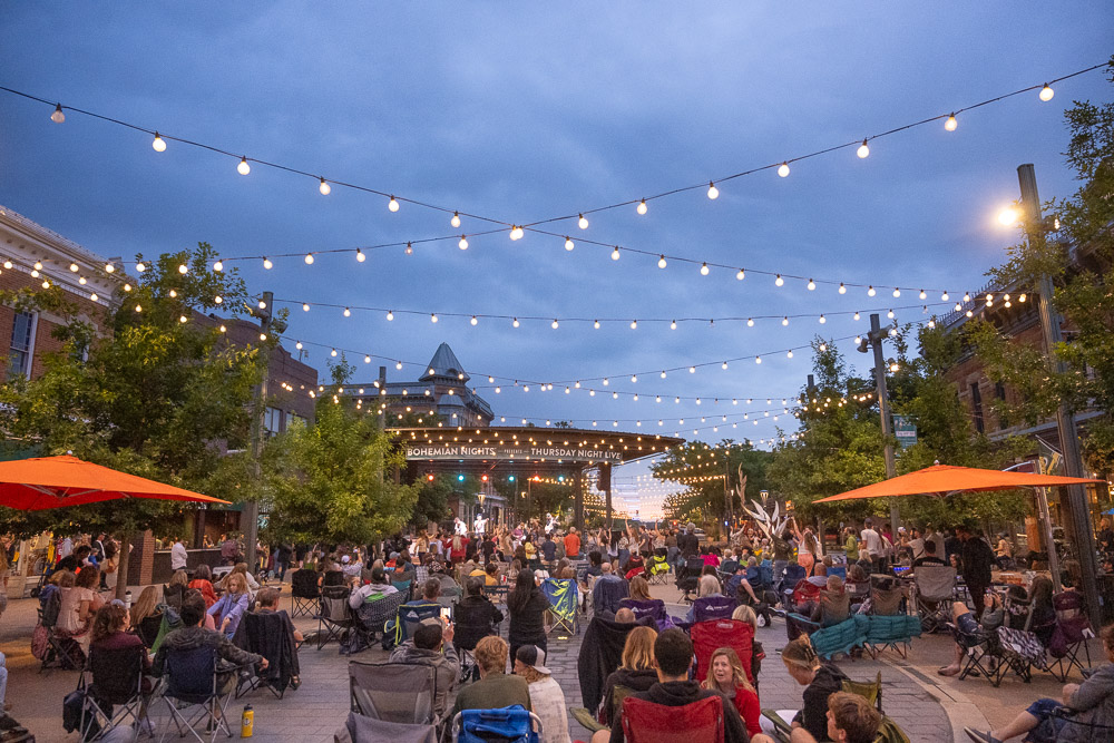 Od Town in fort collins at night