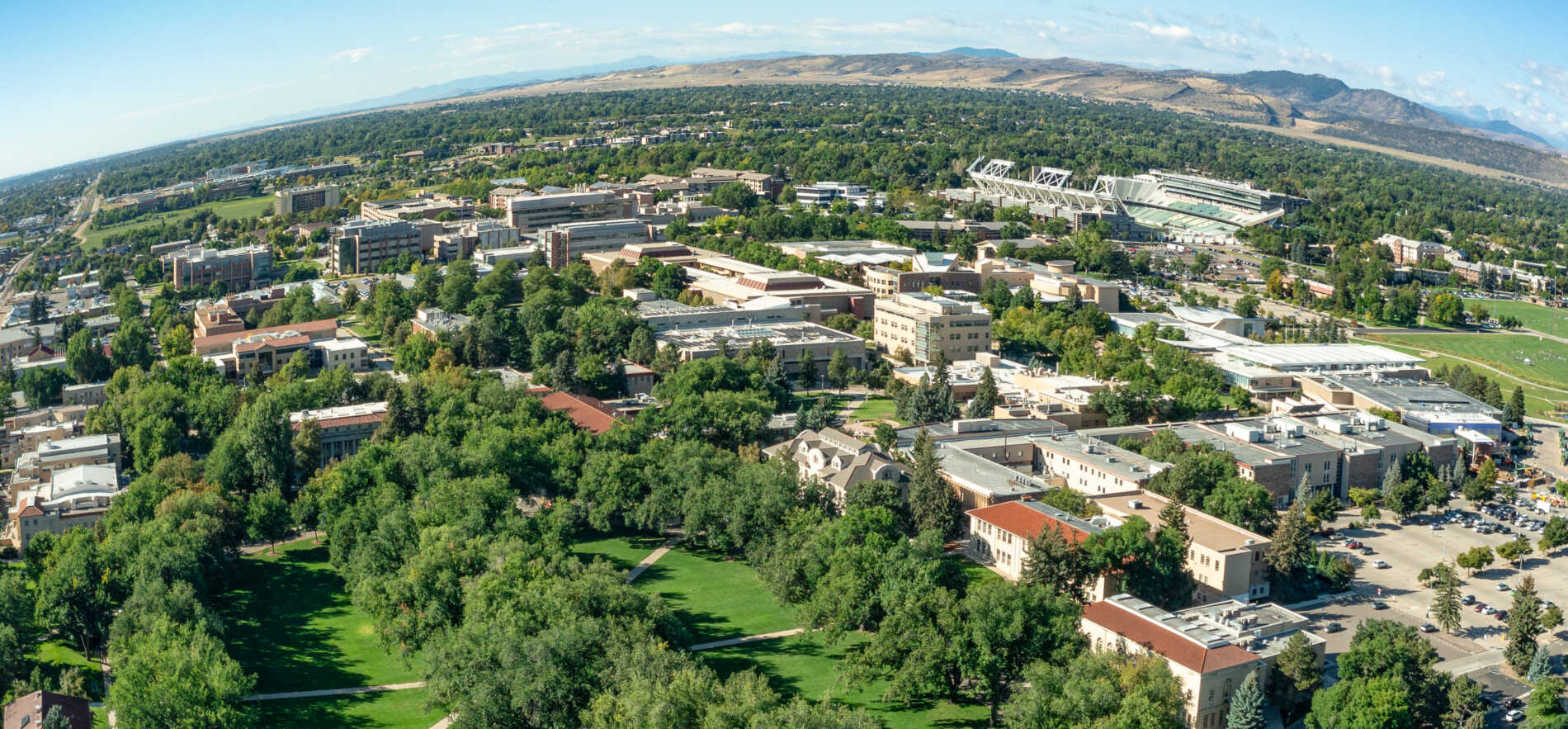 An aerial view of Fort Collins, CO