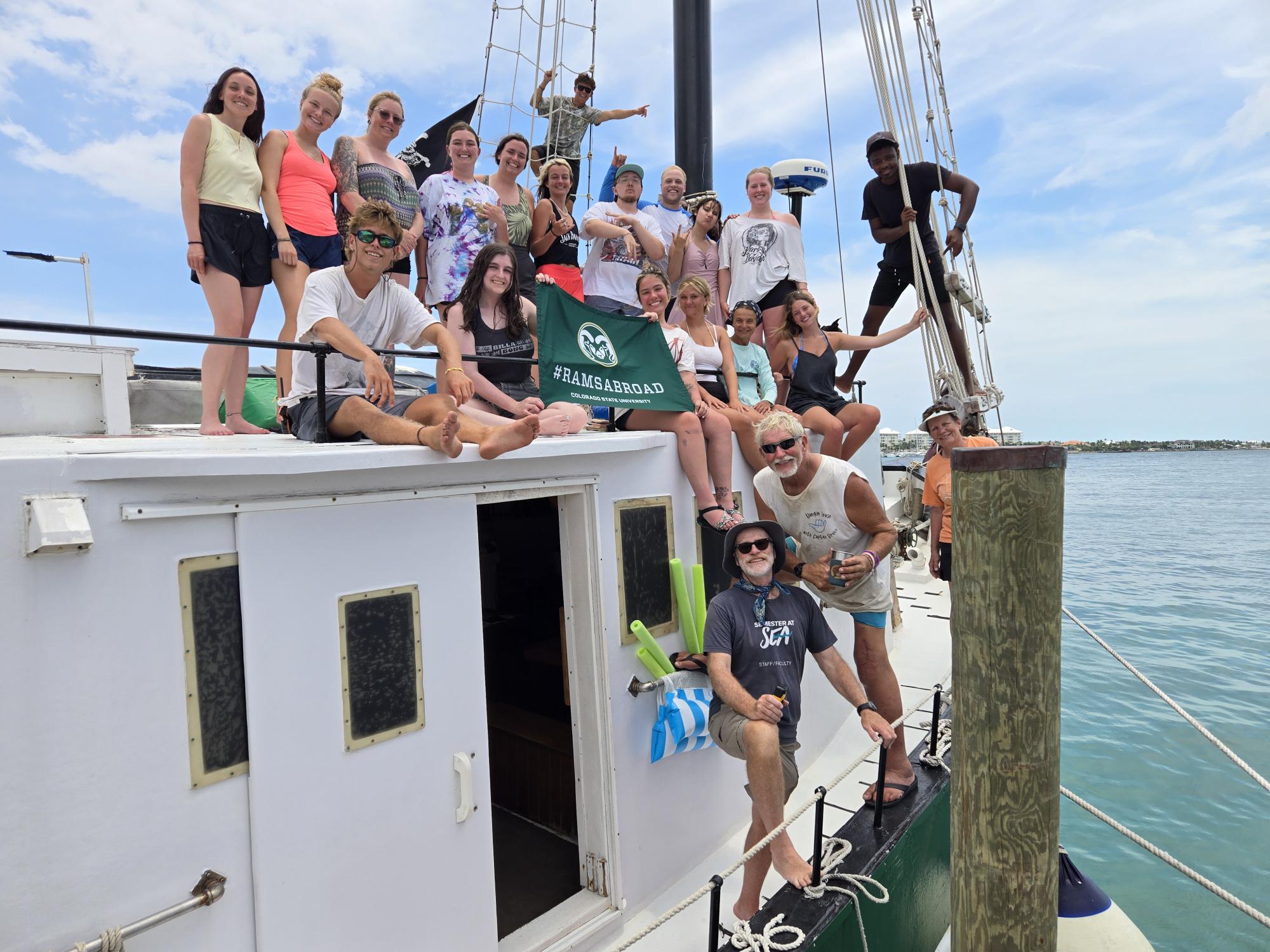 A group of students on a boat