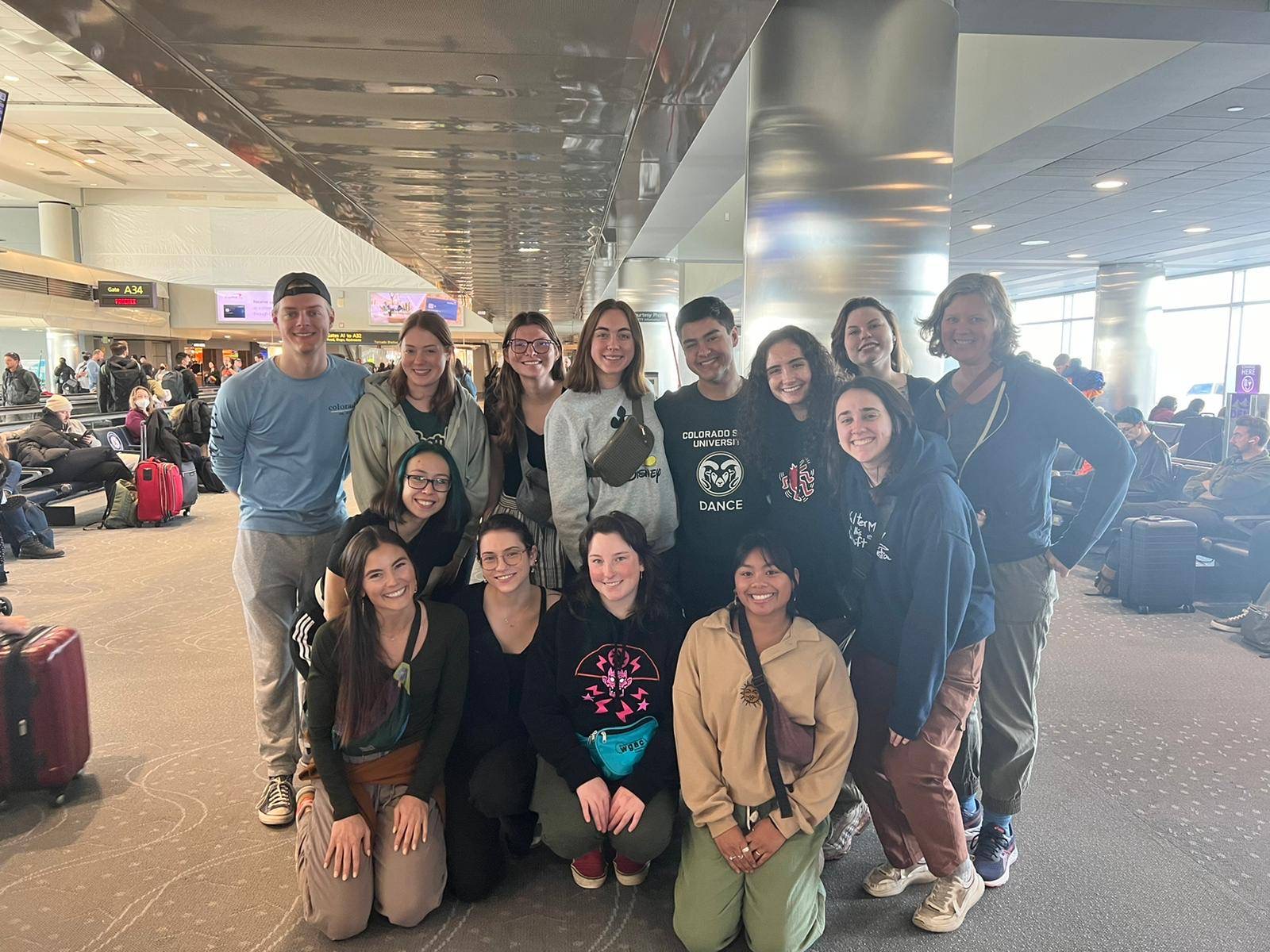 A group of students in the airport