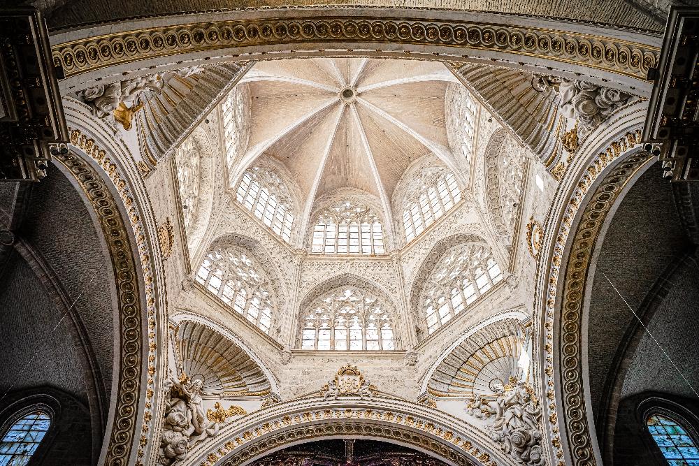An interior view of a cathedral dome