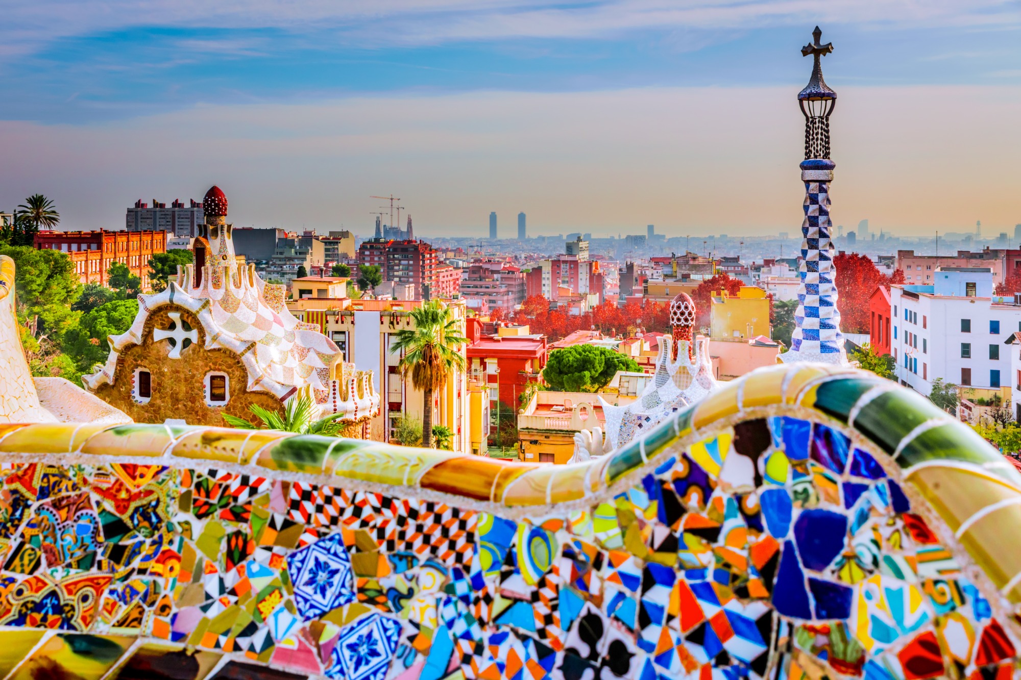 A skyline view of Barcelona Spain