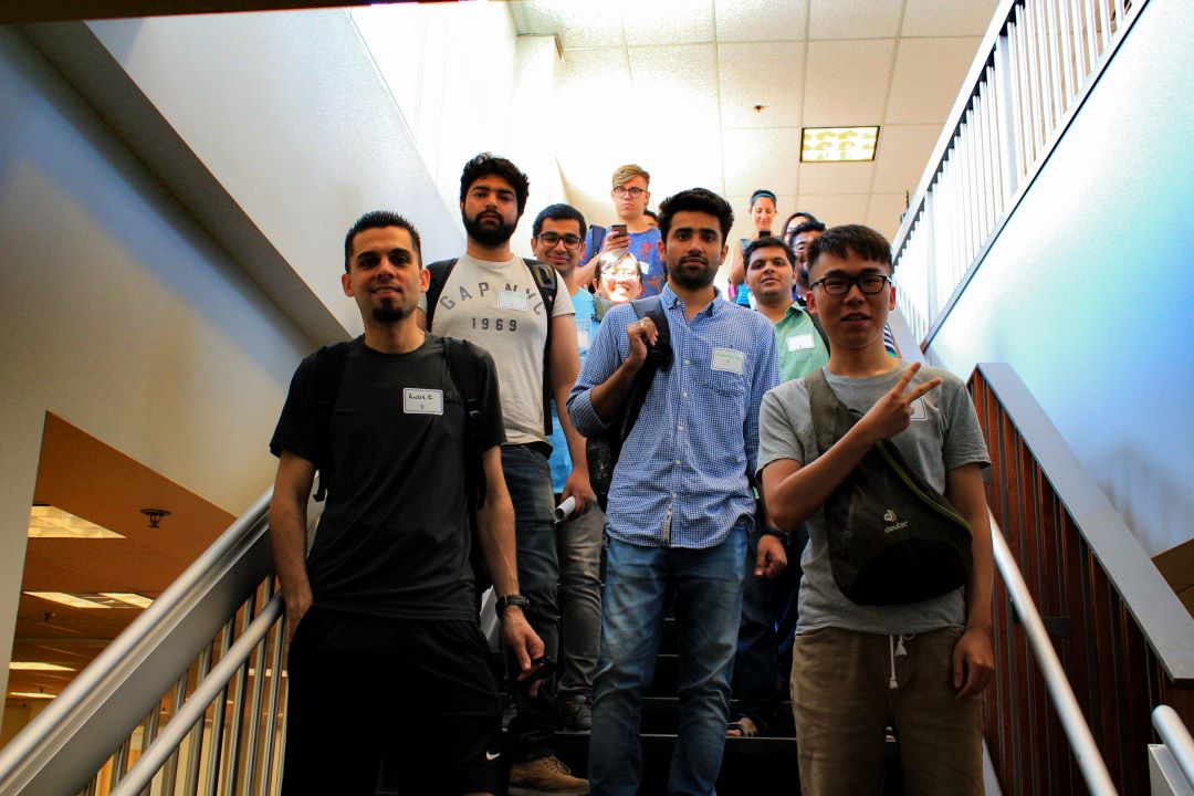 students on staircase