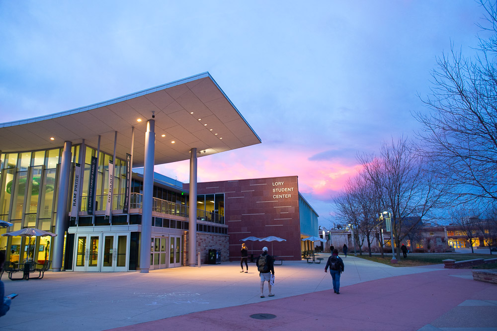Colorado State University Lory Student Center at sunset